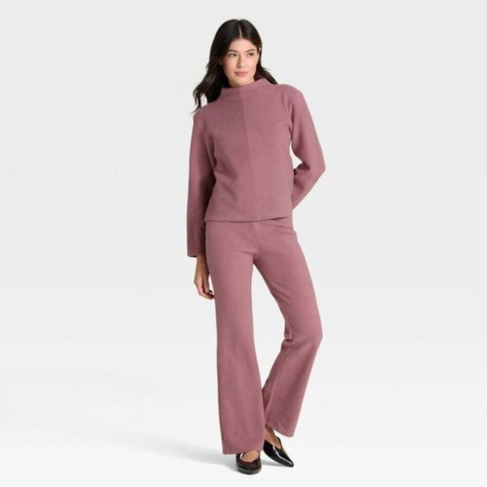 A New Day Women's Long Sleeve Brushed Mockneck Top in Mauve M - Picture 9 of 10